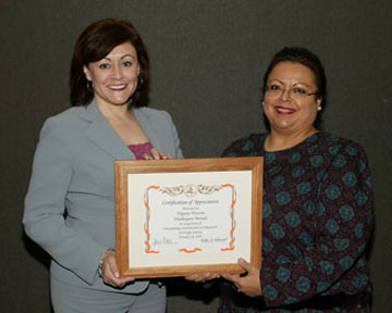 Board Member Dr. Alexandria Coronado with Virginia Victorin, Vice-President of Corporate Giving, Washington Mutual