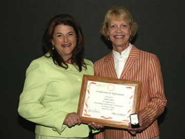 Board Vice President Elizabeth Parker with Judy Laakso, Principal, Victoria School, Newport-Mesa Unified School District