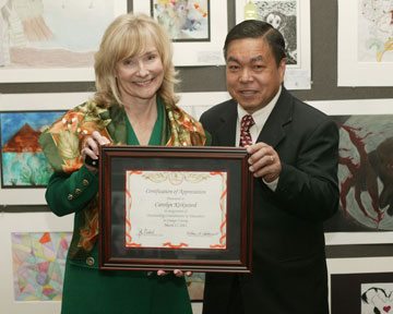 Carolyn Kirkwood, Retired Presiding Juvenile Court Judge, with Board Member Dr. Long Pham 